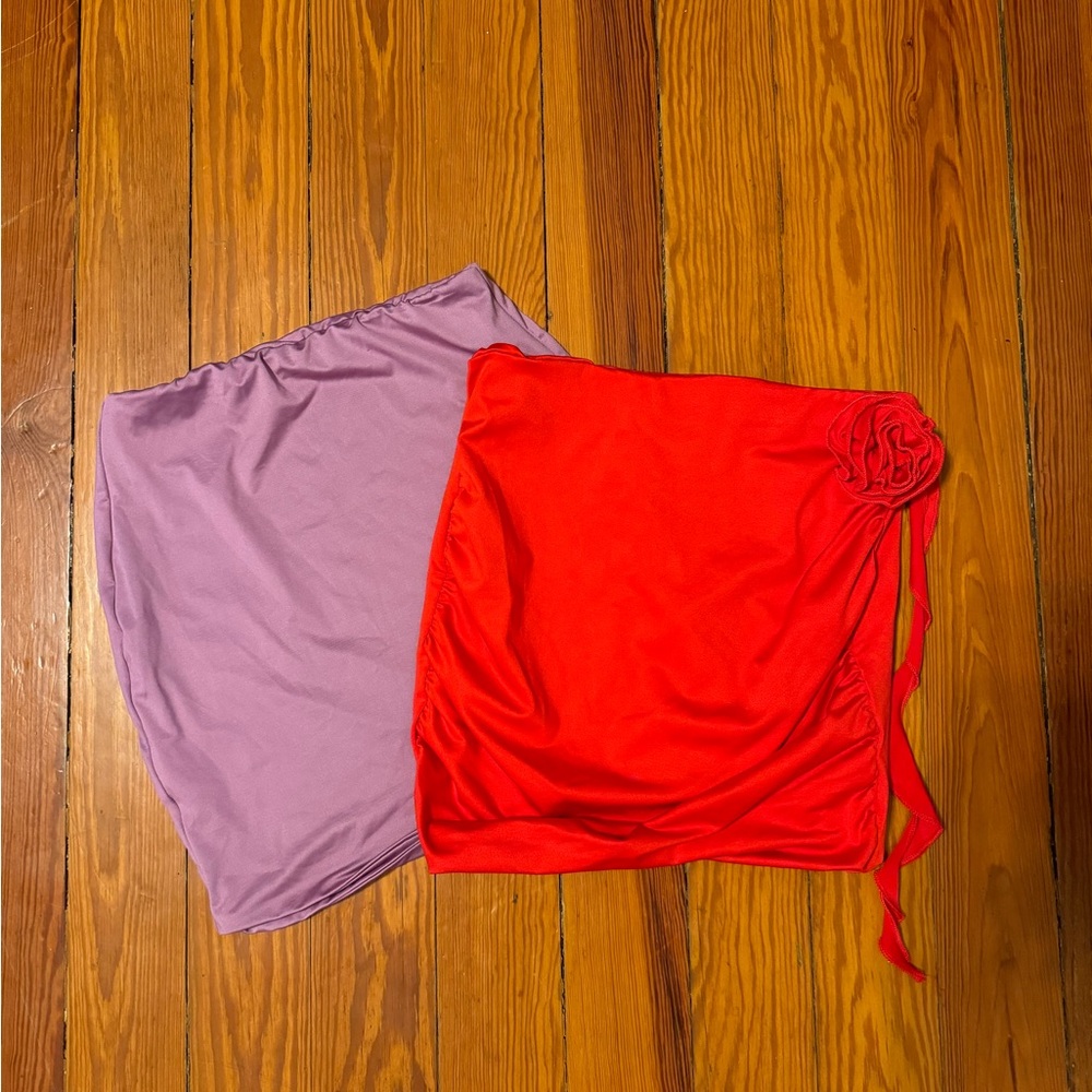 Red and Purple Skirt Set